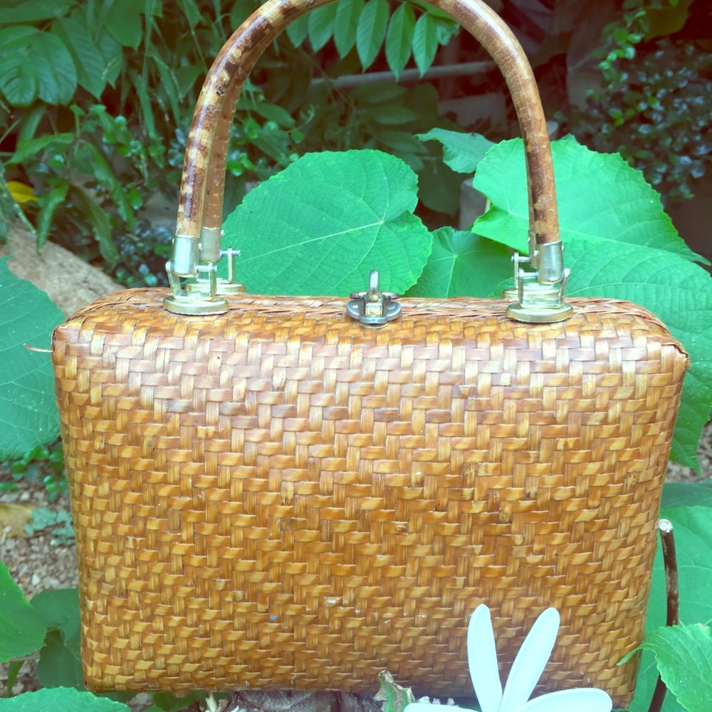 🎋Mid Century Bamboo Wicker Handbag🎋